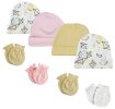 Baby Girls Caps and Mittens (Pack of 8)