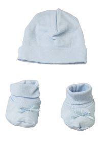 Preemie Cap and Bootie Set (Color: Blue, size: Preemie)