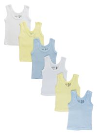 Boys Six Pack Pastel Tank Top (Color: Blue/Yellow/White, size: large)