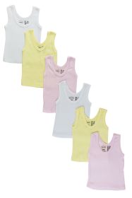Girls Six Pack Pastel Tank Top (Color: Pink/Yellow/White, size: large)