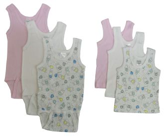 Girls Printed Tank Top Variety 6 Pack (Color: White/Blue, size: large)