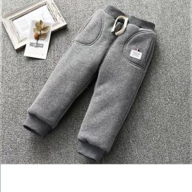 Free Shipping Baby Cotton Pants Ankle Banded Pants 0-6 Years Old Padded Fleece Trousers (Option: Gray Thin-80)