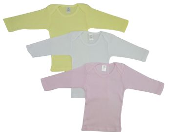 Girls Pastel Variety Long Sleeve Lap T-shirts (Color: Pink/Yellow/White, size: large)