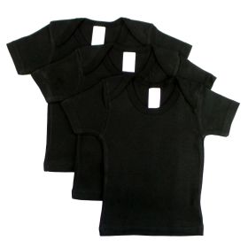 Black Short Sleeve Lap Shirt (Pack of 3) (Color: Black, size: 0-3)