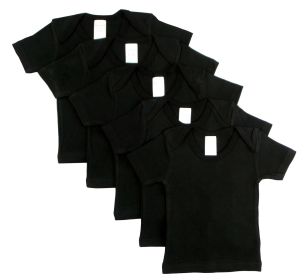Black Short Sleeve Lap Shirt (Pack of 5) (Color: Black, size: 0-3)