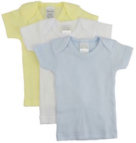 Boys Pastel Variety Short Sleeve Lap T-shirts - 3 Pack (Color: Blue/Yellow/White, size: Newborn)