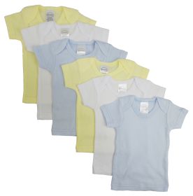 Boys Pastel Variety Short Sleeve Lap T-shirts 6 Pack (Color: Blue/Yellow/White, size: Newborn)