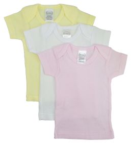 Girls Pastel Variety Short Sleeve Lap T-shirts - 3 Pack (Color: Pink/Yellow/White, size: Newborn)