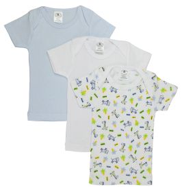 Printed Boys Short Sleeve Variety Pack (Color: White/Blue/Print, size: medium)