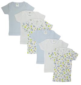 Girls Pastel Variety Short Sleeve Lap T-shirts 6 Pack (Color: Blue/Yellow/White, size: Newborn)