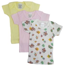 Girls Printed Short Sleeve Variety Pack (Color: PinkWhite/Print, size: Newborn)