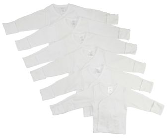 Long Sleeve Side Snap With Mittens 6 Pack (Color: White, size: Newborn)
