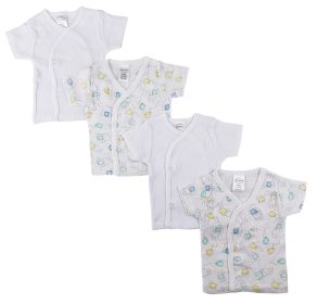 White Side Snap Short Sleeve Shirt - 4 Pack (Color: White, size: Newborn)