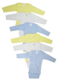 Boys Pastel Long Sleeve Onezie 6 Pack (Color: Blue/Yellow/White, size: Newborn)