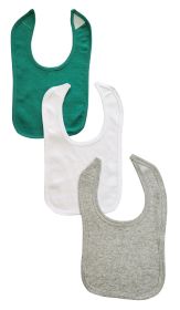 3 Baby Bibs (Color: Green/White/Grey, size: One Size)