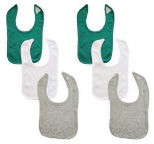 6 Baby Bibs (Color: Green/White/Grey, size: One Size)