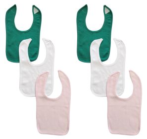 6 Baby Bibs (Color: Green/White/Pink, size: One Size)