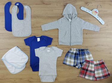 8 Pc Layette Baby Clothes Set (Color: Heather Grey/Navy/Red, size: medium)