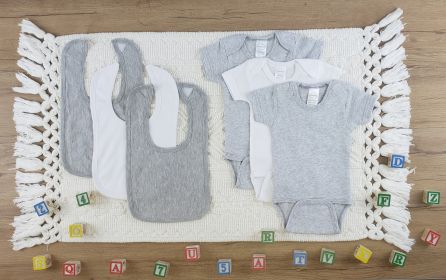 6 Pc Layette Baby Clothes Set (Color: Grey/White, size: small)