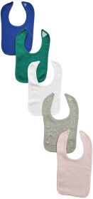 5 Baby Bibs (Color: Blue/Green/White/Grey/Pink, size: One Size)