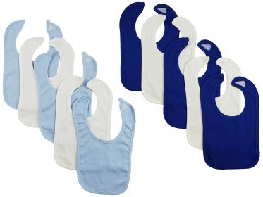 10 Baby Bibs (Color: Blue/White, size: One Size)