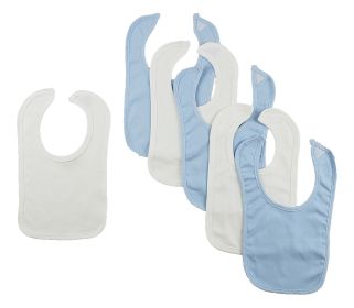 6 Baby Bibs (Color: Blue/White, size: One Size)