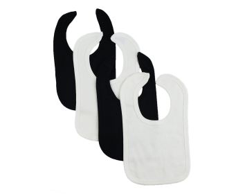 4 Baby Bibs (Color: White/Black, size: One Size)