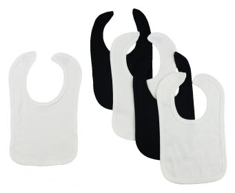 5 Baby Bibs (Color: White/Black, size: One Size)