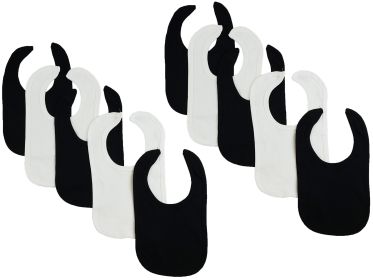 10 Baby Bibs (Color: White/Black, size: One Size)