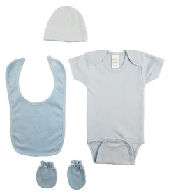 Blue 4 Piece Baby Clothes Set (Color: Blue/White, size: Newborn)