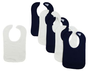 6 Baby Bibs (Color: White/Navy, size: One Size)