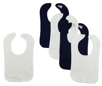 5 Baby Bibs (Color: White/Navy, size: One Size)