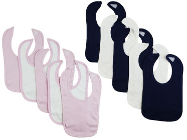 10 Baby Bibs (Color: Pink/White/Navy, size: One Size)