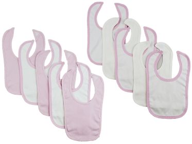 10 Baby Bibs (Color: Pink/White, size: One Size)