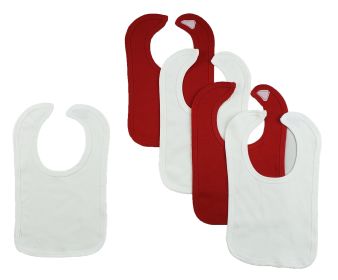 5 Baby Bibs (Color: Red/White, size: One Size)
