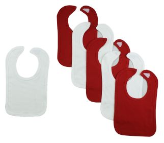 6 Baby Bibs (Color: Red/White, size: One Size)