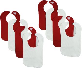 8 Baby Bibs (Color: Red/White, size: One Size)