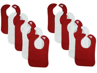 10 Baby Bibs (Color: Red/White, size: One Size)