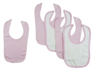 5 Baby Bibs (Color: Pink/White, size: One Size)