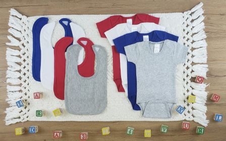 8 Pc Layette Baby Clothes Set (Color: White/Red/Blue/Grey, size: Newborn)