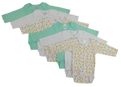 Boys Longsleeve Printed Onezie Variety 6 Pack (Color: White/Aqua, size: Newborn)