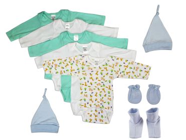 Baby Boy 9 Pc Layette Sets (Color: White/Blue, size: small)