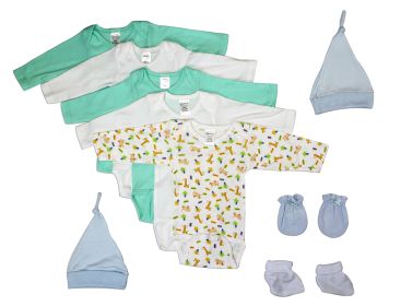 Newborn Baby Boys 9 Pc Layette Baby Shower Gift Set (Color: White/Blue, size: Newborn)