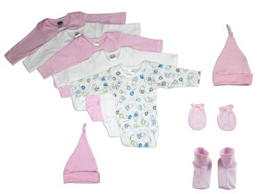 Baby Girl 9 Pc Layette Sets (Color: White/Pink, size: Newborn)
