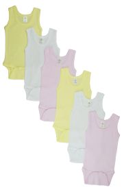 Girls Tank Top Onezies 6 Pack (Color: Pink/Yellow/White, size: Newborn)