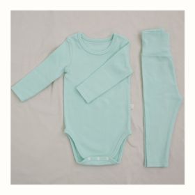 Children's Clothing Spring Baby Jumpsuit High Waist Belly Protection Pants Suit (Option: Light Green-66cm)