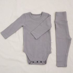 Children's Clothing Spring Baby Jumpsuit High Waist Belly Protection Pants Suit (Option: Gray-66cm)