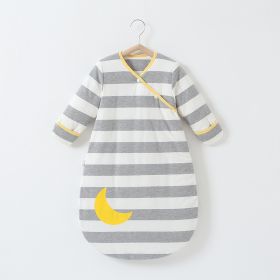 Anti-jump Thickening Of Baby Sleeping Bag In Autumn And Winter (Option: Grey striped moon thickened-L)