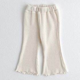 Western Style Bell-bottom Pants Baby Girl Fungus (Option: Thread M White Fungus Edge-120cm)