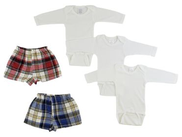 Infant Long Sleeve Onezies and Boxer Shorts (Color: White/Yellow, size: Newborn)